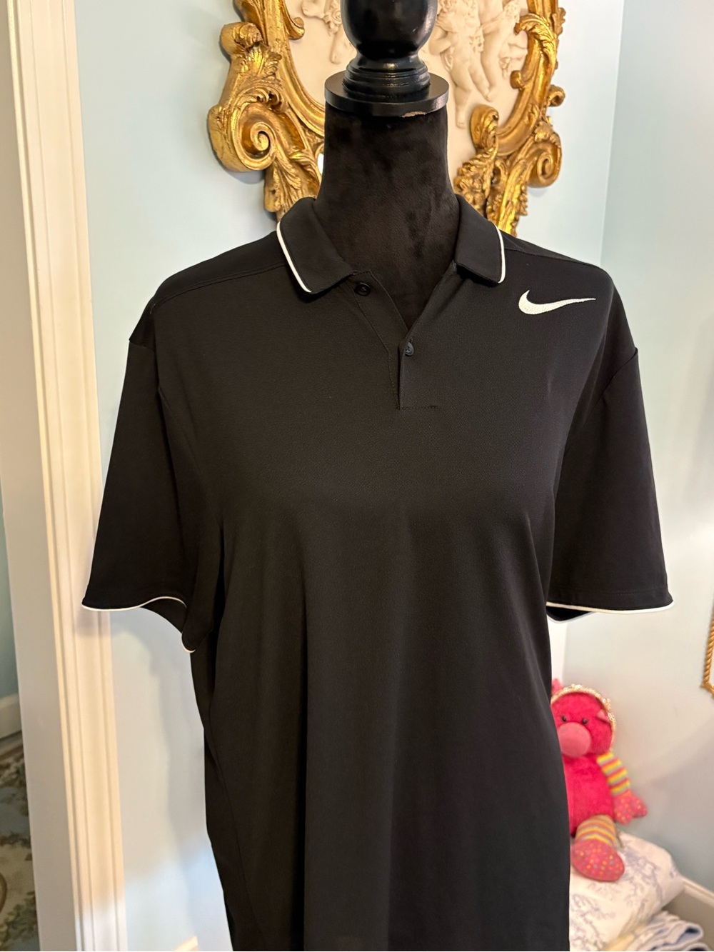 Nike Black Polo Shirt with White Swoosh